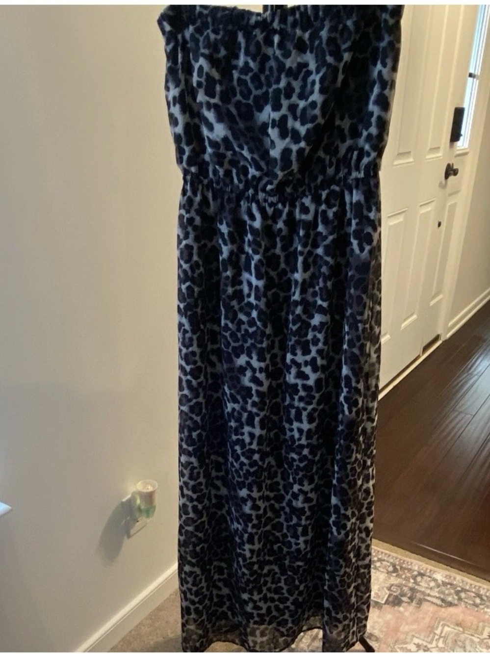 Forever 21 Black and Navy Leopard Print Strapless Maxi Dress